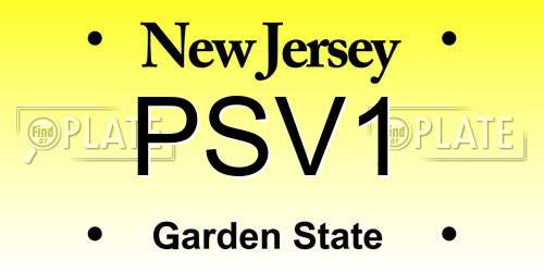 PSV1 New Jersey License Plate