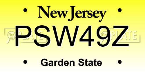 PSW49Z New Jersey License Plate