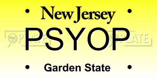 PSYOP New Jersey License Plate