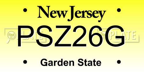 PSZ26G New Jersey License Plate