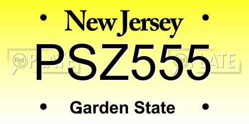 PSZ555 New Jersey License Plate