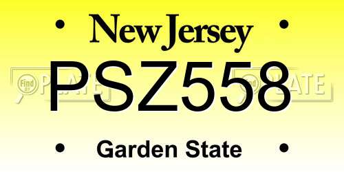 PSZ558 New Jersey License Plate