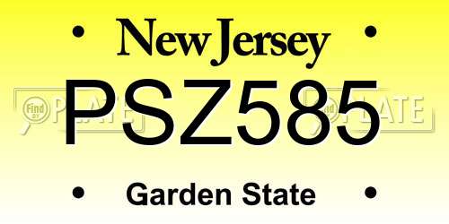 PSZ585 New Jersey License Plate