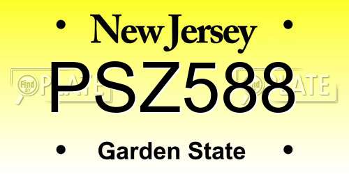 PSZ588 New Jersey License Plate