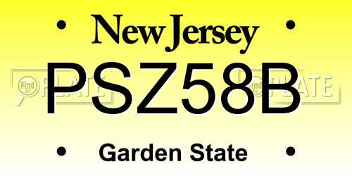 PSZ58B New Jersey License Plate