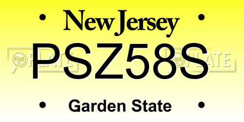 PSZ58S New Jersey License Plate