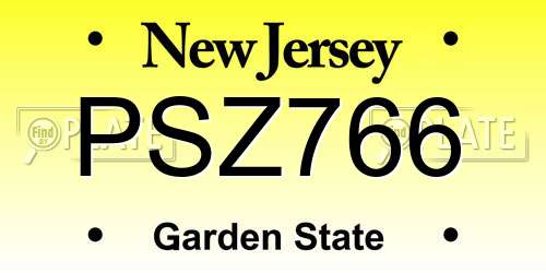 PSZ766 New Jersey License Plate