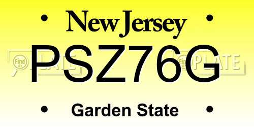 PSZ76G New Jersey License Plate