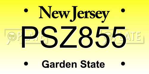 PSZ855 New Jersey License Plate