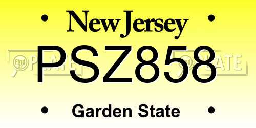 PSZ858 New Jersey License Plate