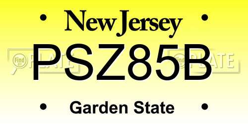 PSZ85B New Jersey License Plate
