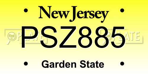 PSZ885 New Jersey License Plate