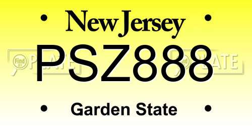 PSZ888 New Jersey License Plate