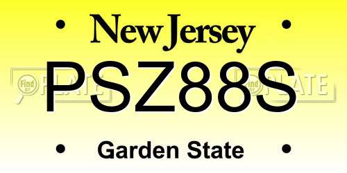 PSZ88S New Jersey License Plate