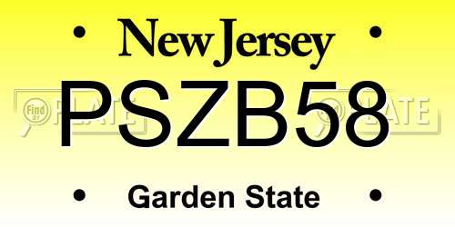 PSZB58 New Jersey License Plate