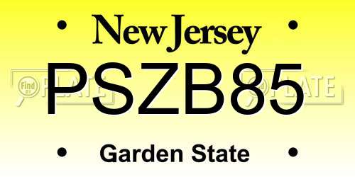 PSZB85 New Jersey License Plate