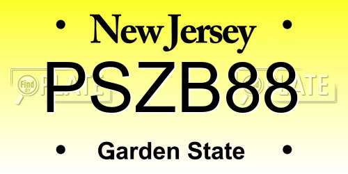 PSZB88 New Jersey License Plate