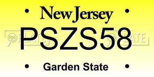 PSZS58 New Jersey License Plate