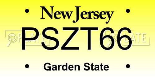 PSZT66 New Jersey License Plate
