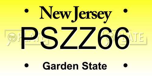 PSZZ66 New Jersey License Plate
