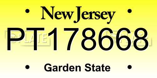 PT178668 New Jersey License Plate