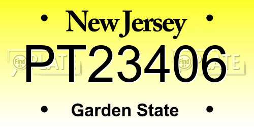 PT23406 New Jersey License Plate