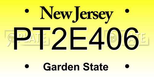 PT2E406 New Jersey License Plate