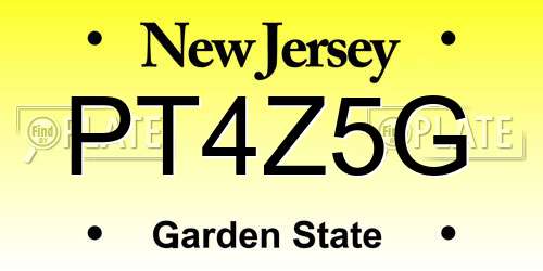 PT4Z5G New Jersey License Plate