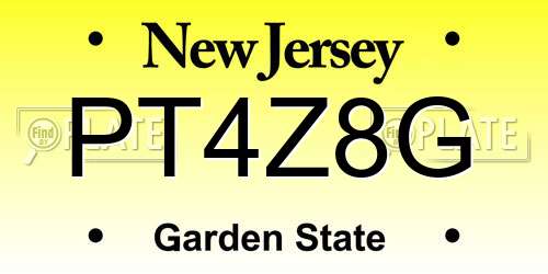 PT4Z8G New Jersey License Plate
