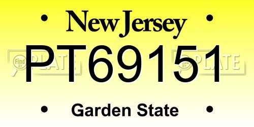 PT69151 New Jersey License Plate