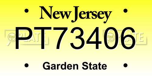 PT73406 New Jersey License Plate