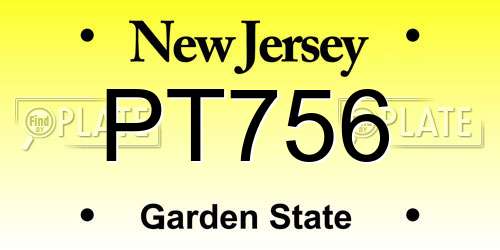 PT756 New Jersey License Plate