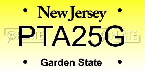 PTA25G New Jersey License Plate