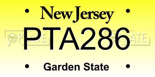 PTA286 New Jersey License Plate