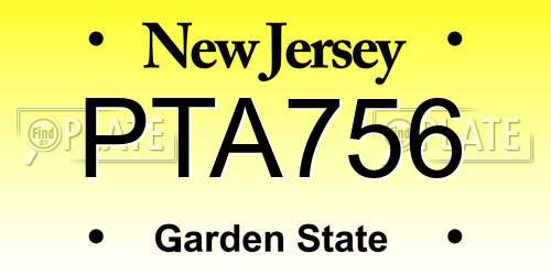 PTA756 New Jersey License Plate