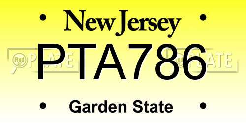 PTA786 New Jersey License Plate