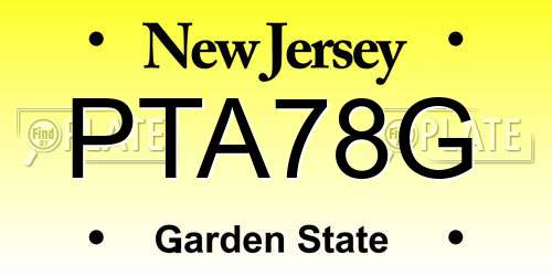 PTA78G New Jersey License Plate