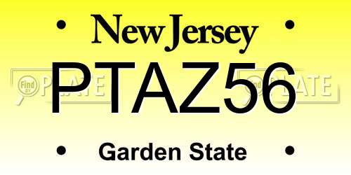 PTAZ56 New Jersey License Plate
