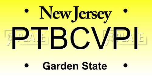 PTBCVPI New Jersey License Plate