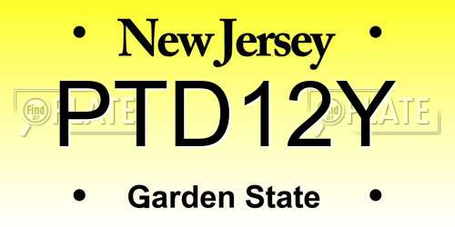 PTD12Y New Jersey License Plate