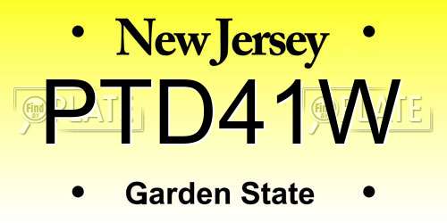 PTD41W New Jersey License Plate