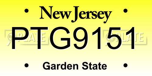 PTG9151 New Jersey License Plate