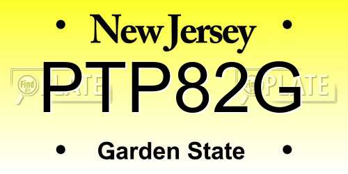 PTP82G New Jersey License Plate