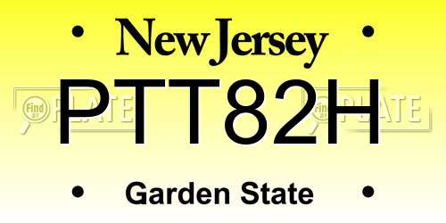 PTT82H New Jersey License Plate