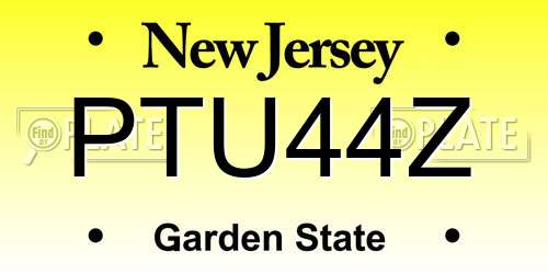 PTU44Z New Jersey License Plate