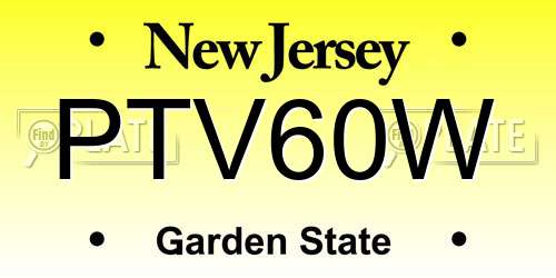 PTV60W New Jersey License Plate