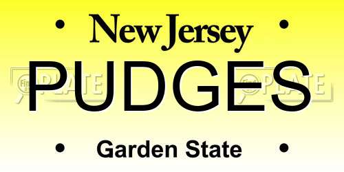 PUDGES New Jersey License Plate