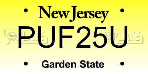 PUF25U New Jersey License Plate