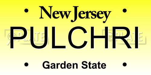 PULCHRI New Jersey License Plate