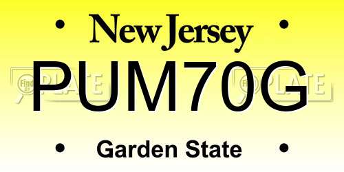 PUM70G New Jersey License Plate